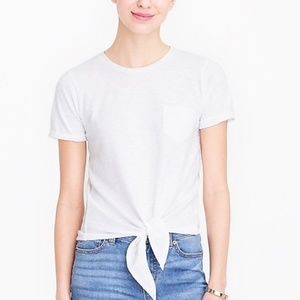 J.Crew White Tie Front T-Shirt